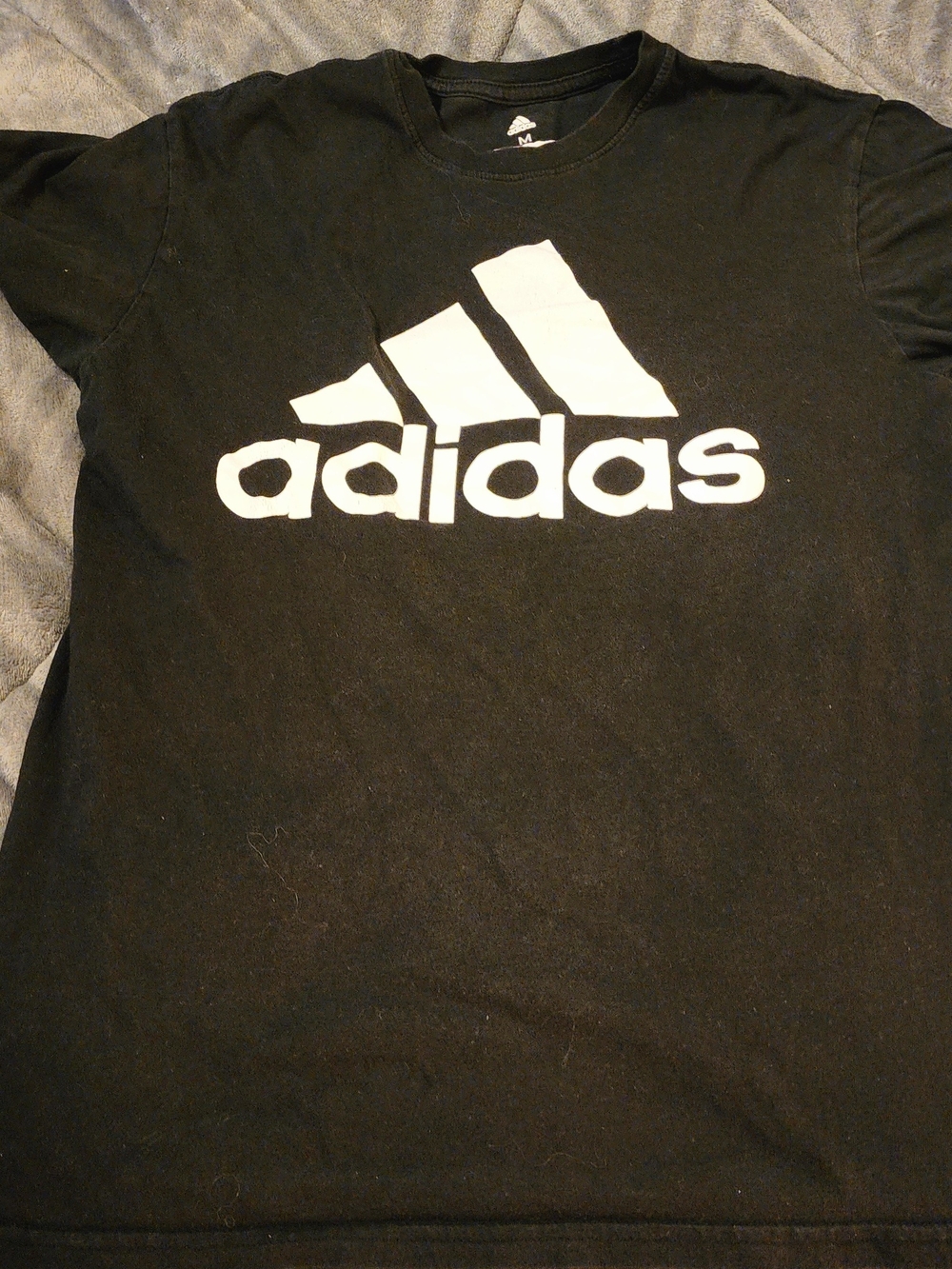 adidas Black Short-Sleeve Tee with White Trefoil Logo